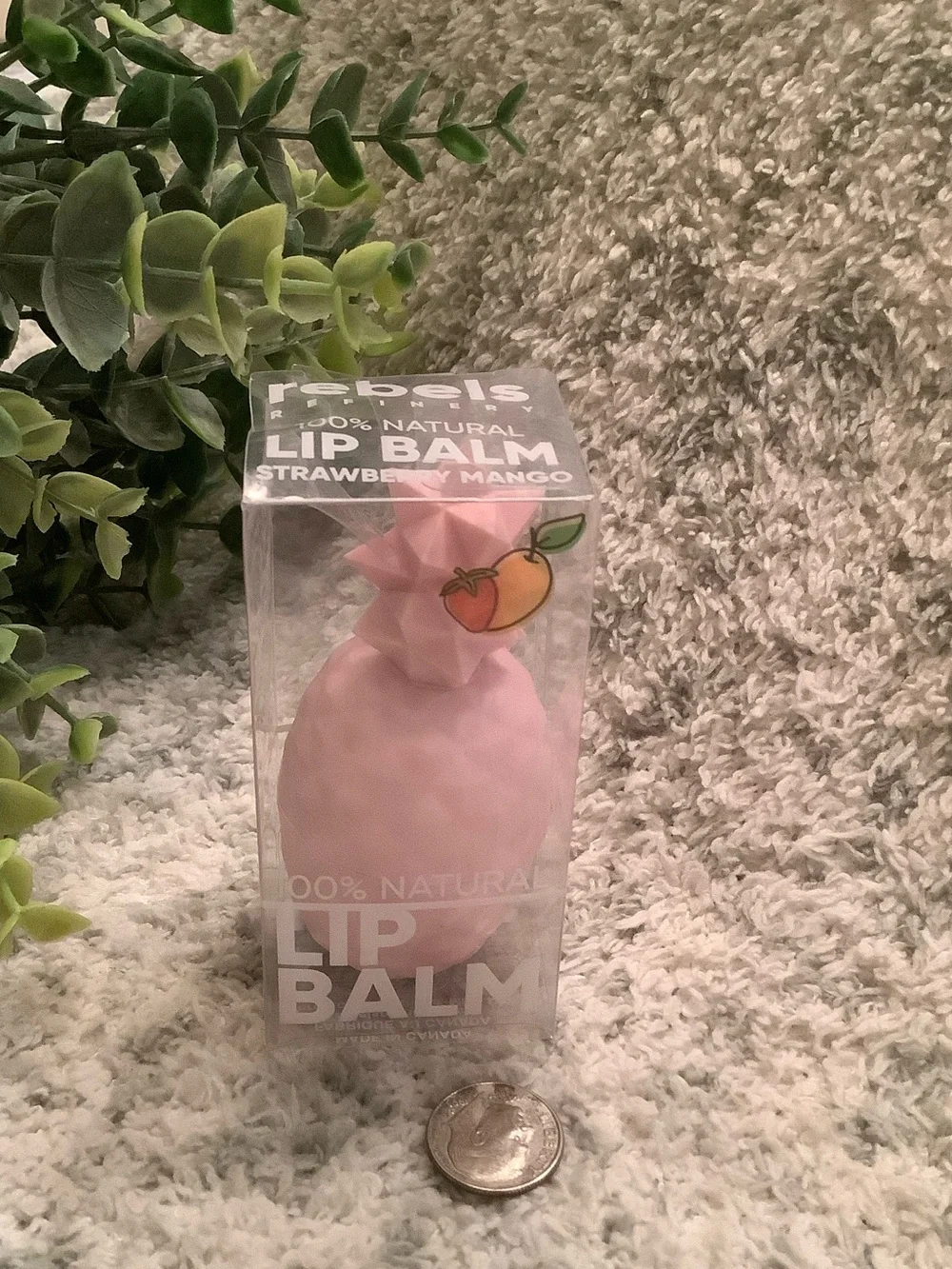 Rebels Refinery Pink Pineapple Lip Balm Flavored Strawberry Mango NWT %100 natur